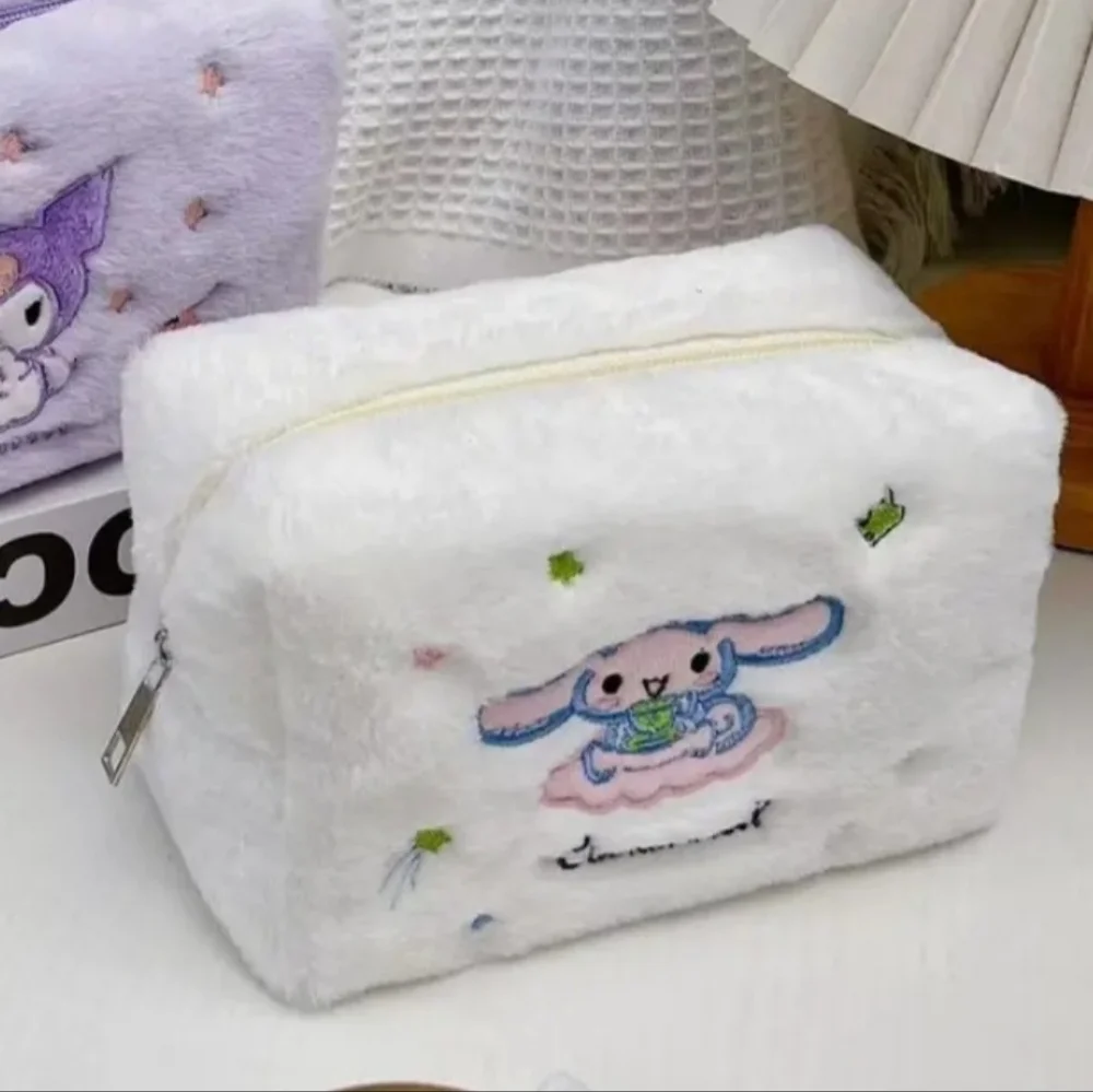 Sanrio Cinnamoroll Plush White Embroidered Makeup Bag